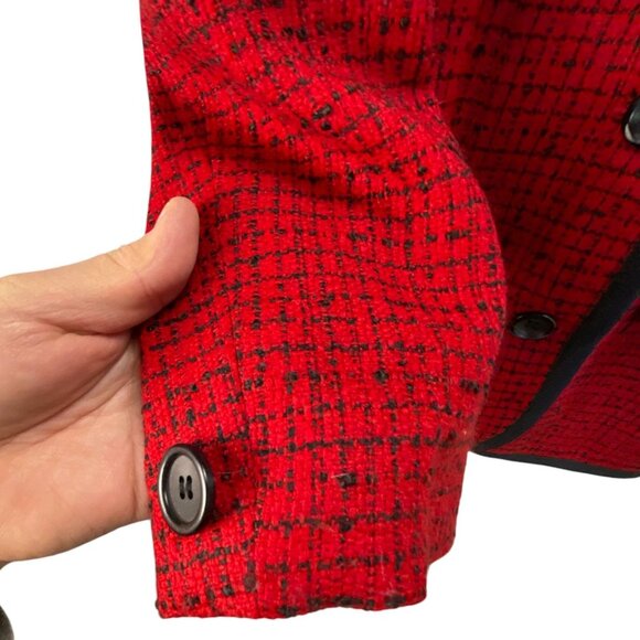 Norton McNaughton Buttoned Blazer Petite 8P Red & Black Acrylic Evening Career - Picture 4 of 7